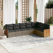 Loungeset 7-delig poly rattan grijs