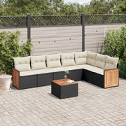 Loungeset poly rattan 8-delig zwart