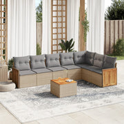 Loungeset 8-delig poly rattan beige