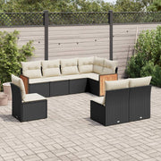 Loungeset 8-delig poly rattan zwart