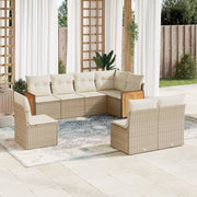 Loungeset 8-delig poly rattan beige