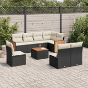 Loungeset 9-delig poly rattan zwart