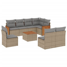 9-Delige Loungeset Met Kussens Poly Rattan Beige