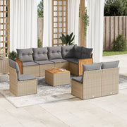 Loungeset 9-delig poly rattan beige