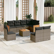 Loungeset 9-delig poly rattan grijs