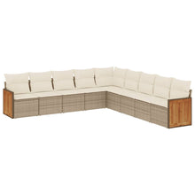 9-delige Loungeset met kussens poly rattan beige beige and cream Zonder tafel