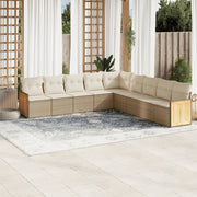 Loungeset 9-delig poly rattan beige