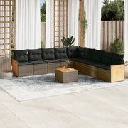 Loungeset 10-delig poly rattan grijs