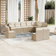 Loungeset 10-delig poly rattan beige