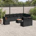 -Delige Loungeset Met Kussens Poly Rattan Zwart Met tafel