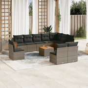 Loungeset 11-delig poly rattan grijs