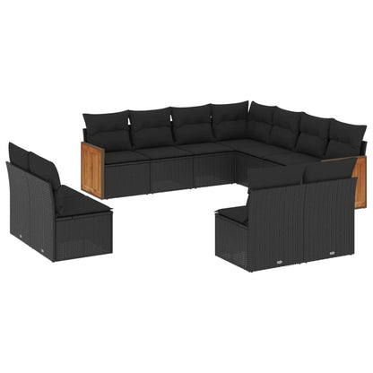 -Delige Loungeset Met Kussens Poly Rattan Zwart Zonder tafel
