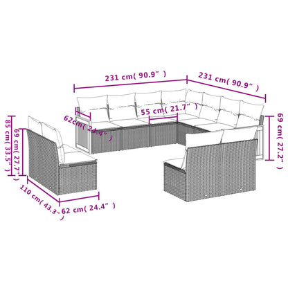 -Delige Loungeset Met Kussens Poly Rattan Zwart Zonder tafel