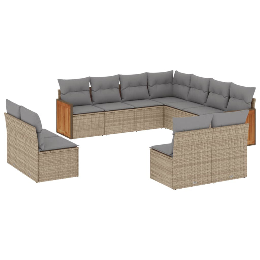 -Delige Tuinset Met Kussens Poly Rattan Beige en grijs Zonder tafel