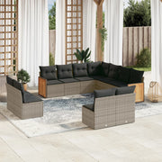 Loungeset 11-delig poly rattan grijs