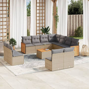 Loungeset poly rattan 12-delig beige