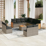 Loungeset 12-delig poly rattan grijs