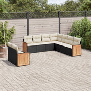 Loungeset 9-delig poly rattan zwart