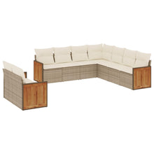 9-delige Loungeset met kussens poly rattan beige beige and cream Zonder tafel
