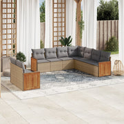 Loungeset 9-delig poly rattan beige