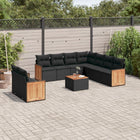 0-Delige Loungeset Met Kussens Poly Rattan Zwart Met tafel