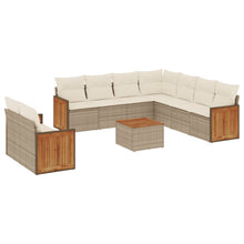 10-delige Loungeset met kussens poly rattan beige beige and cream Met tafel