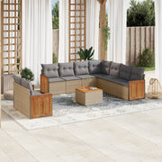 Loungeset 10-delig poly rattan beige