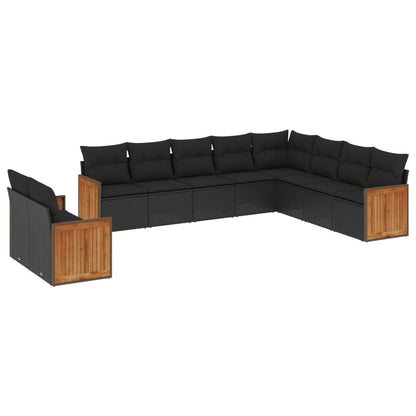 0-Delige Loungeset Met Kussens Poly Rattan Zwart Zonder tafel