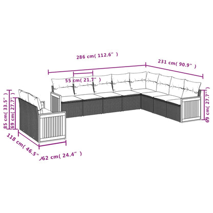0-Delige Loungeset Met Kussens Poly Rattan Zwart Zonder tafel