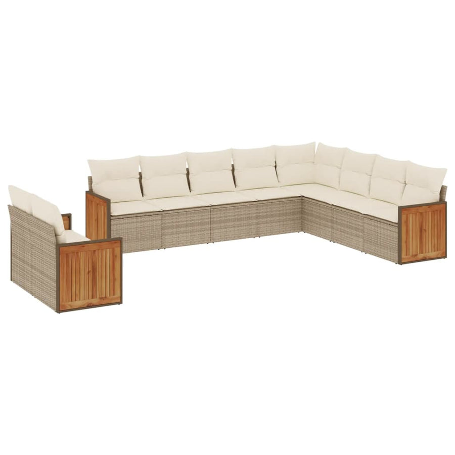 0-Delige Loungeset Met Kussens Poly Rattan Beige beige and cream Zonder tafel