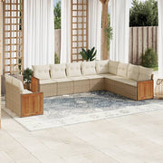 Loungeset 10-delig poly rattan beige