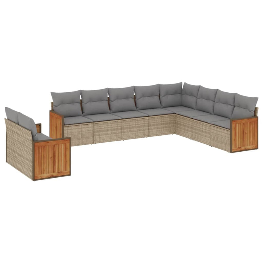 0-Delige Loungeset Met Kussens Poly Rattan Beige en grijs Zonder tafel