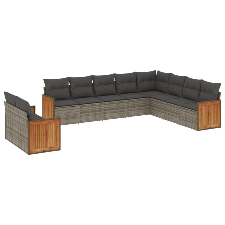 0-Delige Loungeset Met Kussens Poly Rattan Grijs Zonder tafel