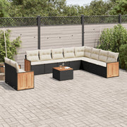 Loungeset 11-delig poly rattan zwart