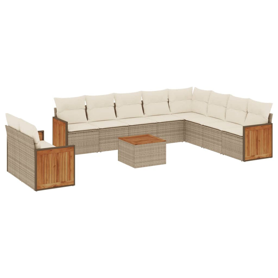 -Delige Tuinset Met Kussens Poly Rattan Beige beige and cream Met tafel