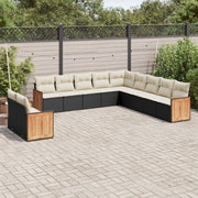 Loungeset 11-delig poly rattan zwart