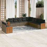 Loungeset 11-delig poly rattan grijs
