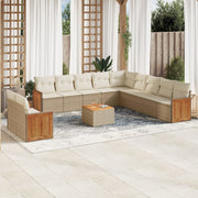 Loungeset 12-delig poly rattan beige