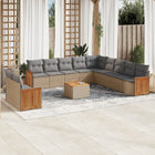 12-piece lounge set with cushions poly rattan beige