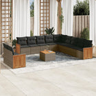 12-piece lounge set with cushions poly rattan grey