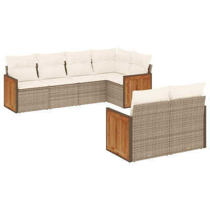 7-Delige Loungeset Met Kussens Poly Rattan Beige beige and cream