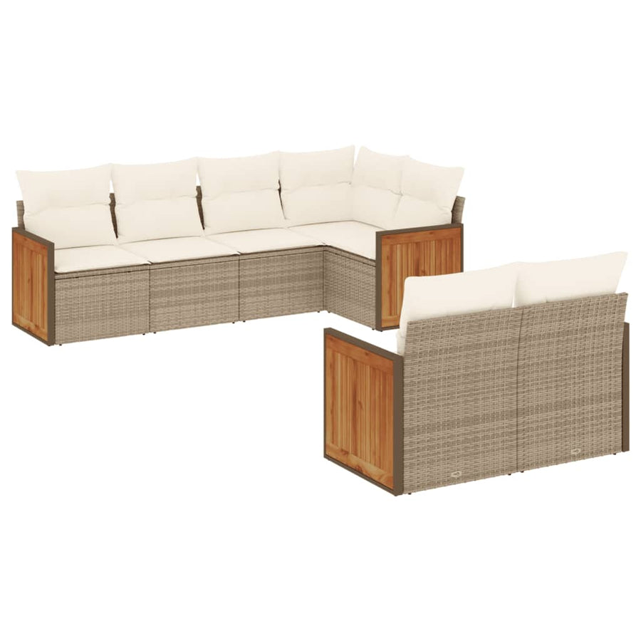 7-Delige Loungeset Met Kussens Poly Rattan Beige beige and cream