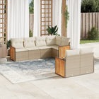 7-Delige Loungeset Met Kussens Poly Rattan Beige beige and cream