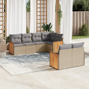 Loungeset 7-delig poly rattan beige