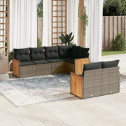 Loungeset 7-delig poly rattan grijs