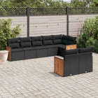 8-delige Loungeset met kussens poly rattan zwart 1 Zwart