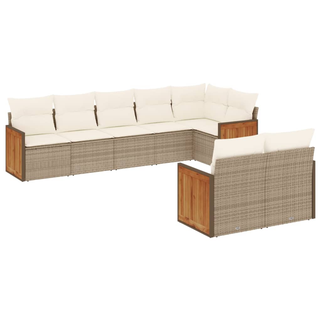 8-delige Loungeset met kussens poly rattan beige beige and cream Zonder tafel