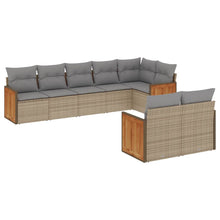 8-delige Loungeset met kussens poly rattan beige Beige en grijs Zonder tafel
