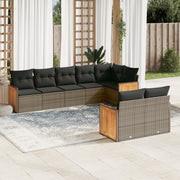 Loungeset poly rattan 8-delig grijs