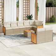 Loungeset 9-delig poly rattan beige
